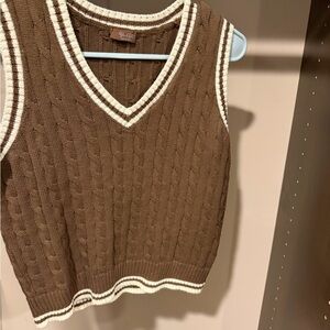 Brandy Melville Brown V-Neck Sweater Vest
